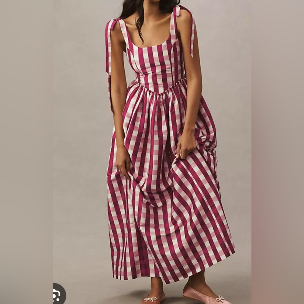 Louise New York Marie Tie-Strap Corset Taffeta Maxi Dress sz S NWT - Picture 2 of 10